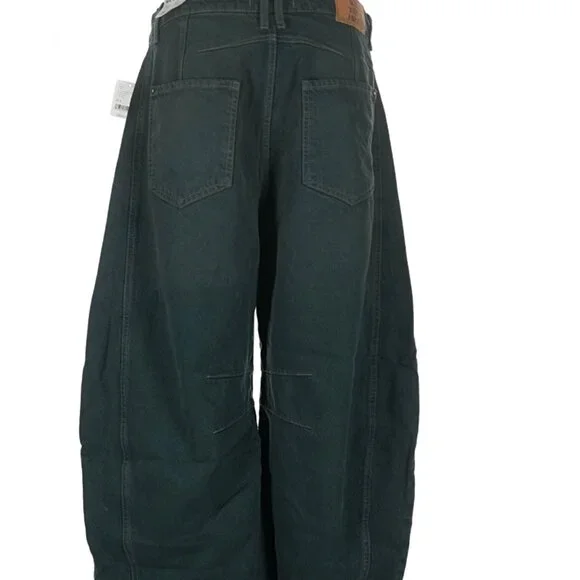 NWT Rare Size Free People We The Free Good Luck Barrel Jeans Luke Green 31S Boho - Picture 5 of 16